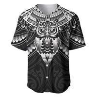 New Zealand Morepork Baseball Jersey Maori Pattern Black