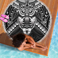 New Zealand Morepork Beach Blanket Maori Pattern Black LT05 - Polynesian Pride