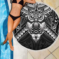 New Zealand Morepork Beach Blanket Maori Pattern Black LT05 - Polynesian Pride