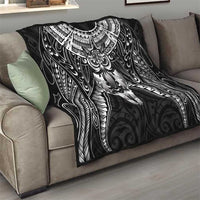 New Zealand Morepork Quilt Maori Pattern Black