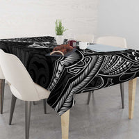 New Zealand Morepork Tablecloth Maori Pattern Black LT05 - Polynesian Pride