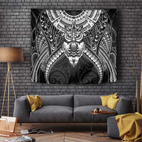 New Zealand Morepork Tapestry Maori Pattern Black