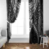 New Zealand Morepork Window Curtain Maori Pattern Black LT05 - Polynesian Pride