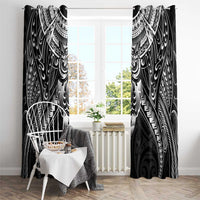 New Zealand Morepork Window Curtain Maori Pattern Black LT05 - Polynesian Pride