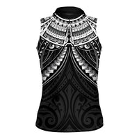 New Zealand Morepork Women Sleeveless Polo Shirt Maori Pattern Black LT05 - Polynesian Pride