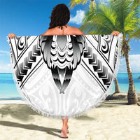 New Zealand Morepork Beach Blanket Maori Pattern White LT05 - Polynesian Pride