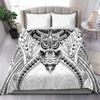 New Zealand Morepork Bedding Set Maori Pattern White