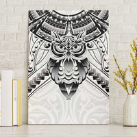 New Zealand Morepork Canvas Wall Art Maori Pattern White LT05 Without Frame White - Polynesian Pride