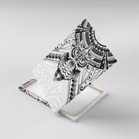 New Zealand Morepork Canvas Wall Art Maori Pattern White LT05 With Frame White - Polynesian Pride