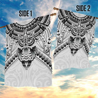 New Zealand Morepork Garden Flag Maori Pattern White LT05 - Polynesian Pride