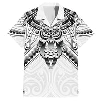 New Zealand Morepork Hawaiian Shirt Maori Pattern White LT05 White - Polynesian Pride
