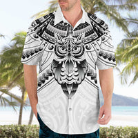 New Zealand Morepork Hawaiian Shirt Maori Pattern White LT05 - Polynesian Pride