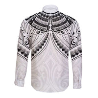 New Zealand Morepork Long Sleeve Button Shirt Maori Pattern White LT05 - Polynesian Pride