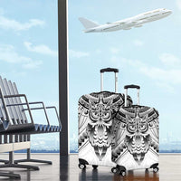 New Zealand Morepork Luggage Cover Maori Pattern White