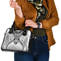 New Zealand Morepork Shoulder Handbag Maori Pattern White