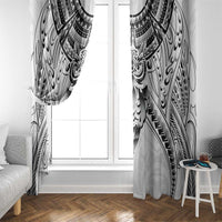 New Zealand Morepork Window Curtain Maori Pattern White LT05 - Polynesian Pride