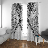 New Zealand Morepork Window Curtain Maori Pattern White LT05 With Grommets White - Polynesian Pride