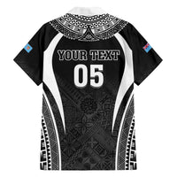 Custom Fiji Rugby Family Matching Long Sleeve Bodycon Dress and Hawaiian Shirt Fijian Warrior Black