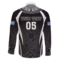 Custom Fiji Rugby Family Matching Long Sleeve Bodycon Dress and Hawaiian Shirt Fijian Warrior Black