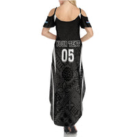 Custom Fiji Rugby Summer Maxi Dress Fijian Warrior Black LT05 - Polynesian Pride