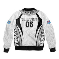 Custom Fiji Rugby Bomber Jacket Fijian Warrior White
