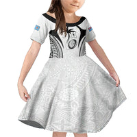 Custom Fiji Rugby Family Matching Mermaid Dress and Hawaiian Shirt Fijian Warrior White