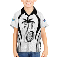 Custom Fiji Rugby Family Matching Tank Maxi Dress and Hawaiian Shirt Fijian Warrior White