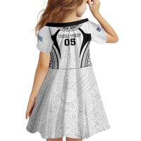 Custom Fiji Rugby Kid Short Sleeve Dress Fijian Warrior White