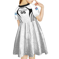 Custom Fiji Rugby Kid Short Sleeve Dress Fijian Warrior White