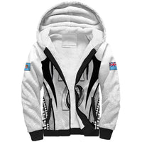 Custom Fiji Rugby Sherpa Hoodie Fijian Warrior White LT05 Unisex White - Polynesian Pride