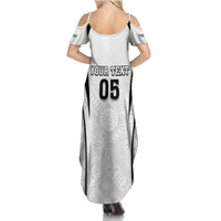 Custom Fiji Rugby Summer Maxi Dress Fijian Warrior White LT05 - Polynesian Pride