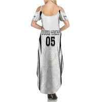 Custom Fiji Rugby Summer Maxi Dress Fijian Warrior White LT05 - Polynesian Pride