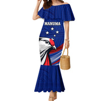Custom Samoa Rugby Mermaid Dress Manuma Ptilinopus Perousii LT05 Women Blue - Polynesian Pride