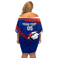 Custom Samoa Rugby Off Shoulder Short Dress Manuma Ptilinopus Perousii LT05 - Polynesian Pride