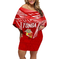 Custom Tonga Rugby Family Matching Off Shoulder Short Dress and Hawaiian Shirt Kupesi Ngatu Pattern