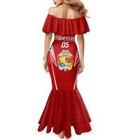 Custom Tonga Rugby Mermaid Dress Kupesi Ngatu Pattern LT05 - Polynesian Pride