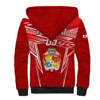 Custom Tonga Rugby Sherpa Hoodie Kupesi Ngatu Pattern LT05 - Polynesian Pride