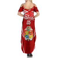 Custom Tonga Rugby Summer Maxi Dress Kupesi Ngatu Pattern LT05 - Polynesian Pride