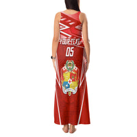 Custom Tonga Rugby Tank Maxi Dress Kupesi Ngatu Pattern LT05 - Polynesian Pride