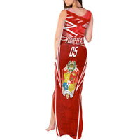 Custom Tonga Rugby Tank Maxi Dress Kupesi Ngatu Pattern LT05 - Polynesian Pride