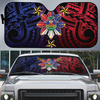 Haiti Philippines Auto Sun Shade Haitian Coat Of Arms With Filipino Sun LT05 Black - Polynesian Pride