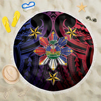 Haiti Philippines Beach Blanket Haitian Coat Of Arms With Filipino Sun LT05 One Size 150cm Black - Polynesian Pride
