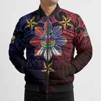 Haiti Philippines Bomber Puffer Jacket Haitian Coat Of Arms With Filipino Sun LT05 - Polynesian Pride