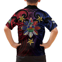 Haiti Philippines Family Matching Off Shoulder Maxi Dress and Hawaiian Shirt Haitian Coat Of Arms With Filipino Sun