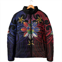 Haiti Philippines Padded Jacket Haitian Coat Of Arms With Filipino Sun