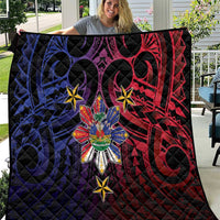 Haiti Philippines Quilt Haitian Coat Of Arms With Filipino Sun LT05 Black - Polynesian Pride