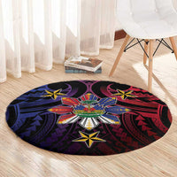 Haiti Philippines Round Carpet Haitian Coat Of Arms With Filipino Sun LT05 - Polynesian Pride