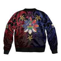 Haiti Philippines Sleeve Zip Bomber Jacket Haitian Coat Of Arms With Filipino Sun LT05 - Polynesian Pride