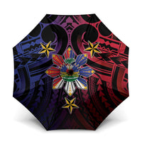 Haiti Philippines Umbrella Haitian Coat Of Arms With Filipino Sun LT05 One Size Folded 11.42 inch Opened Diameter 37.4 inch Black - Polynesian Pride