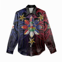 Haiti Philippines Women Casual Shirt Haitian Coat Of Arms With Filipino Sun